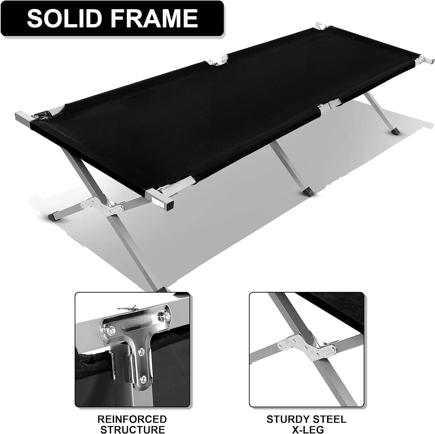 High Quality Outdoor Camping Hiking Folding Heavy Duty 600d Oxford Ultralight Aluminum Camping Stretcher Cot Bed For Adults