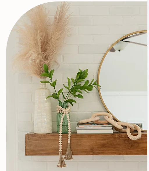 Wanuocraft Hand Carved Wooden 5-Link Chain Decor for Home Coffee Table Farmhouse Bookshelf Tray  Rustic Wood Chain Link Decor