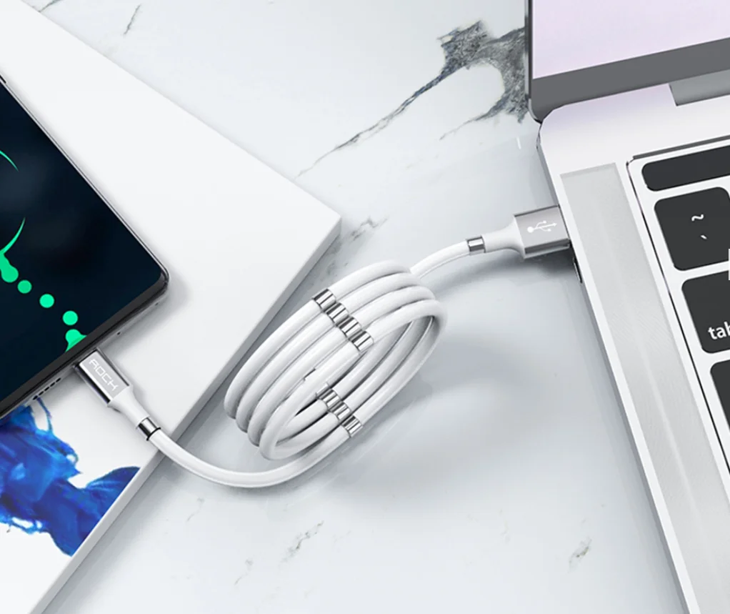 
High quality 0.9M 2.4A USB magic rope magnetic-absorbent silicone flexible durable and easy to carry data line 