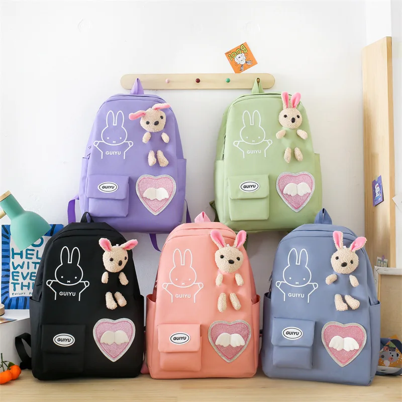 Factory Direct Sale high quality school bag for teenagers solid colo r backpack customizable logo school bag