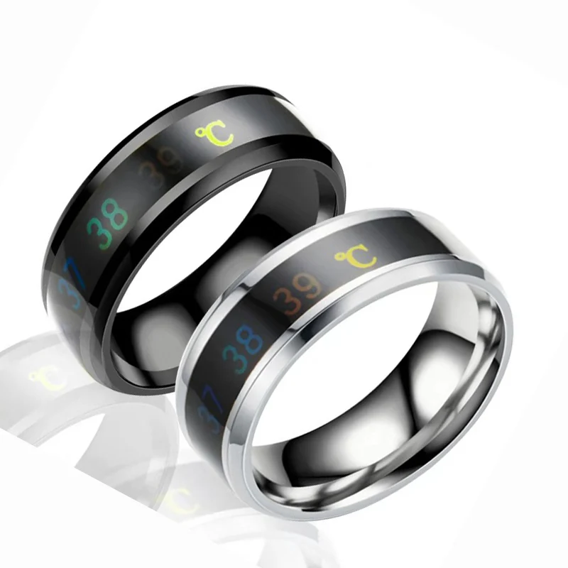 Wholesale Hot Selling Fashion Stainless Steel Jewelry Temperature Couple Smart Rings