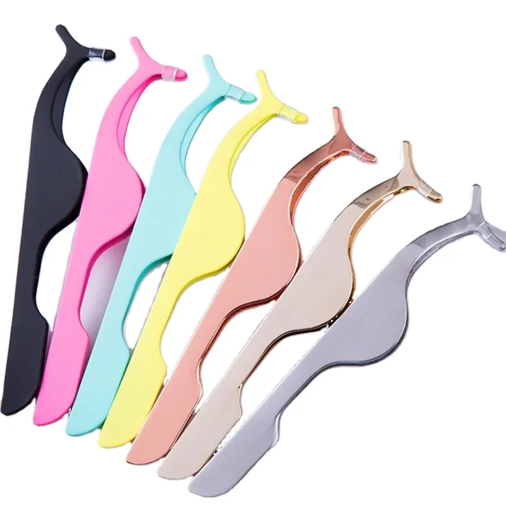 
Private Label Stainless Steel Twezzers False Eyelash Tweezers Applicator Custom Logo Bulk Strip Eye Lash Twizzers Laah Tweezers 