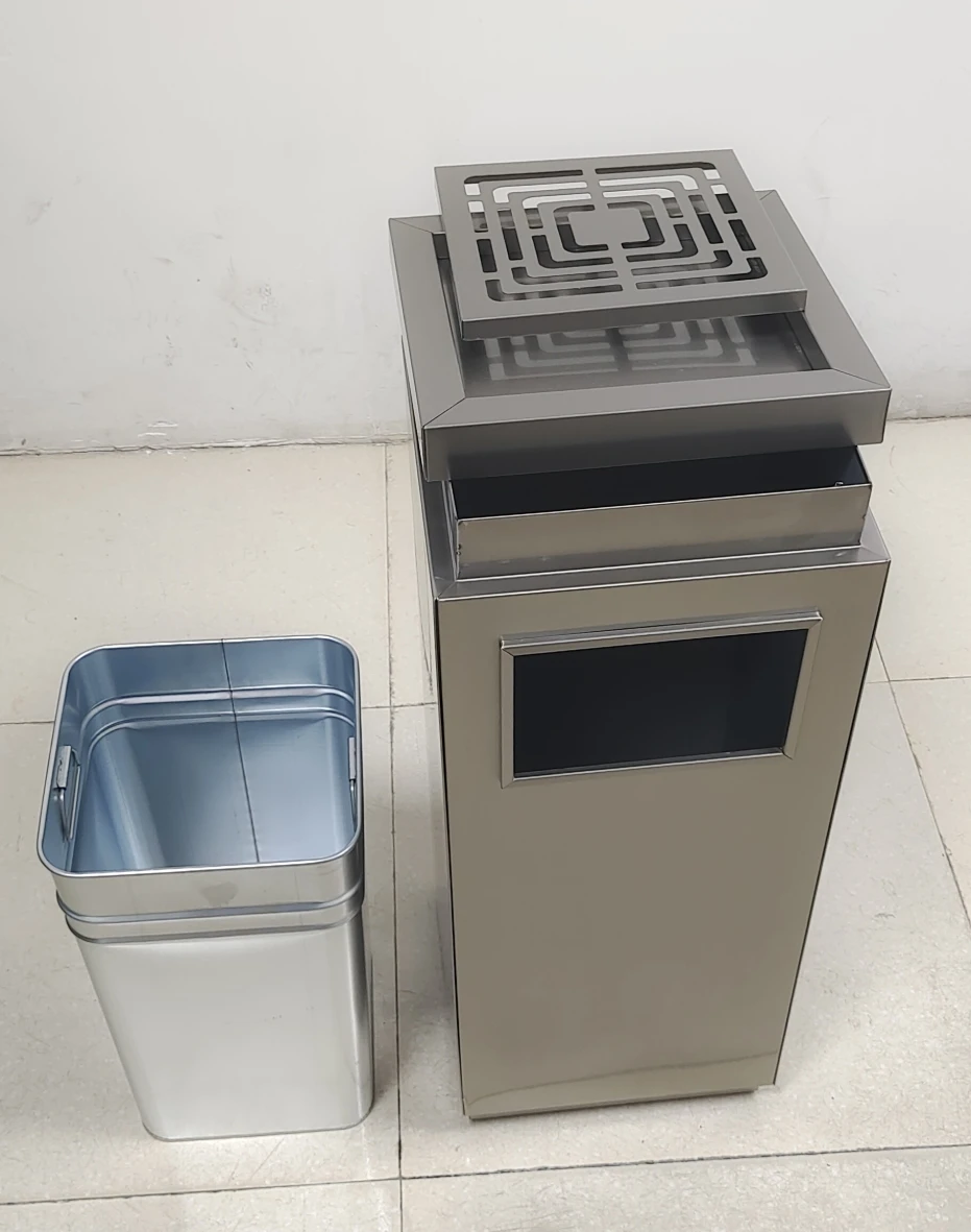 luxury commercial trash cans metal dustbin stainless steel ashtray waste bin for office building hotel entrance mall public area