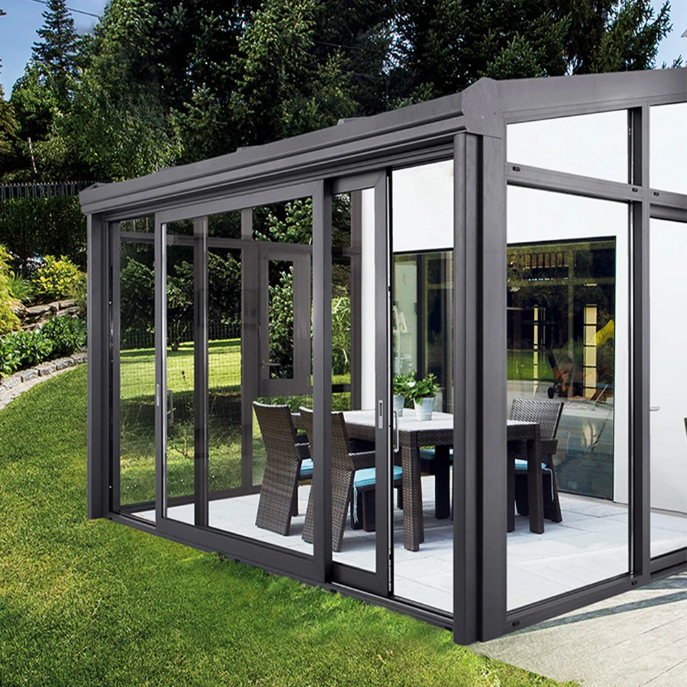 Customized villa aluminum alloy sunroom balcony transparent terrace window soundproof rooftop glass room sunroom