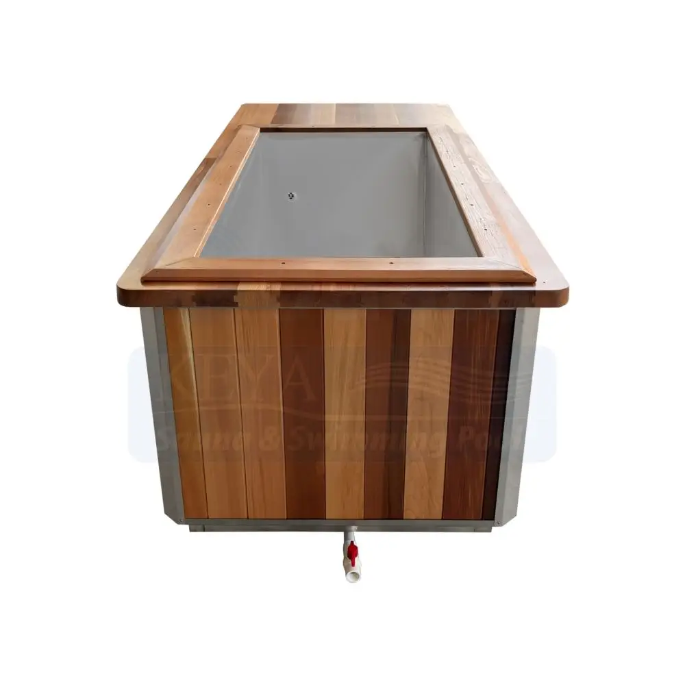 Outdoor Square Cold Plunge Tub With Chiller 1hp Recovery Chamber Wood Ice Bath Tub For Sports Recovery