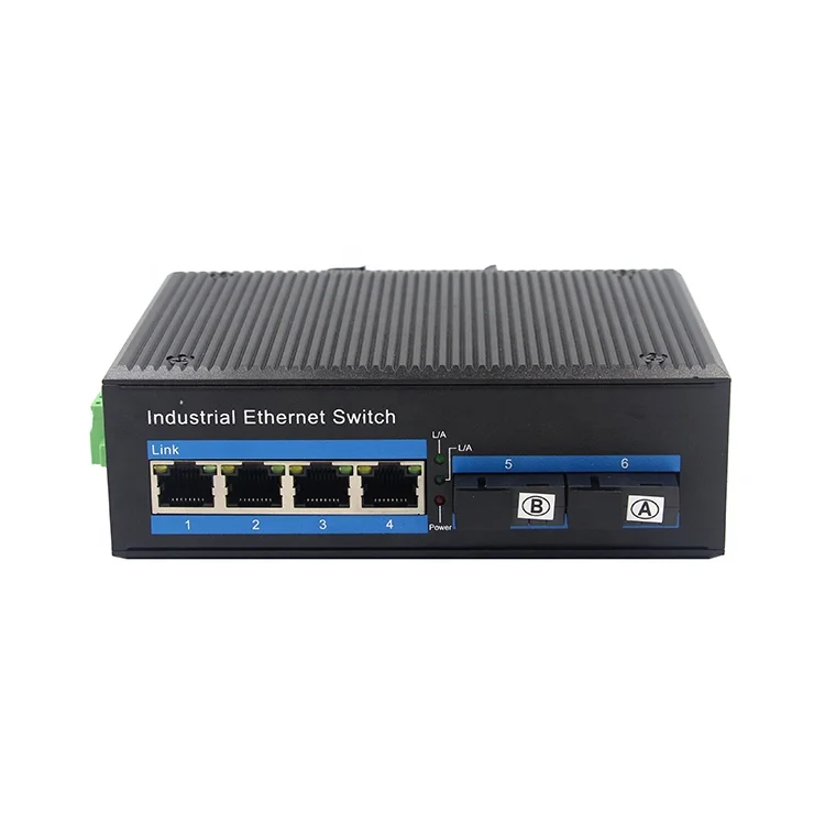Factory  4-Port 10/100Base-TX +2-Port 100Base-FX Single Mode Single Fiber SC 20KM  Industrial Ethernet Switch