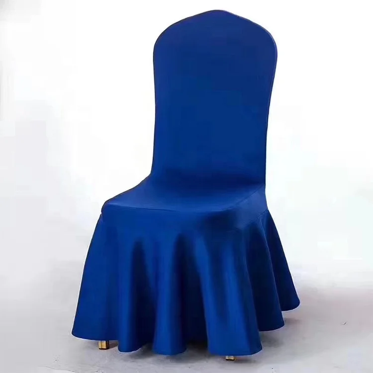 Hot selling high quality 220g customizable blue thickening comfortable elastic big wave skirt hotel banquet chair cover