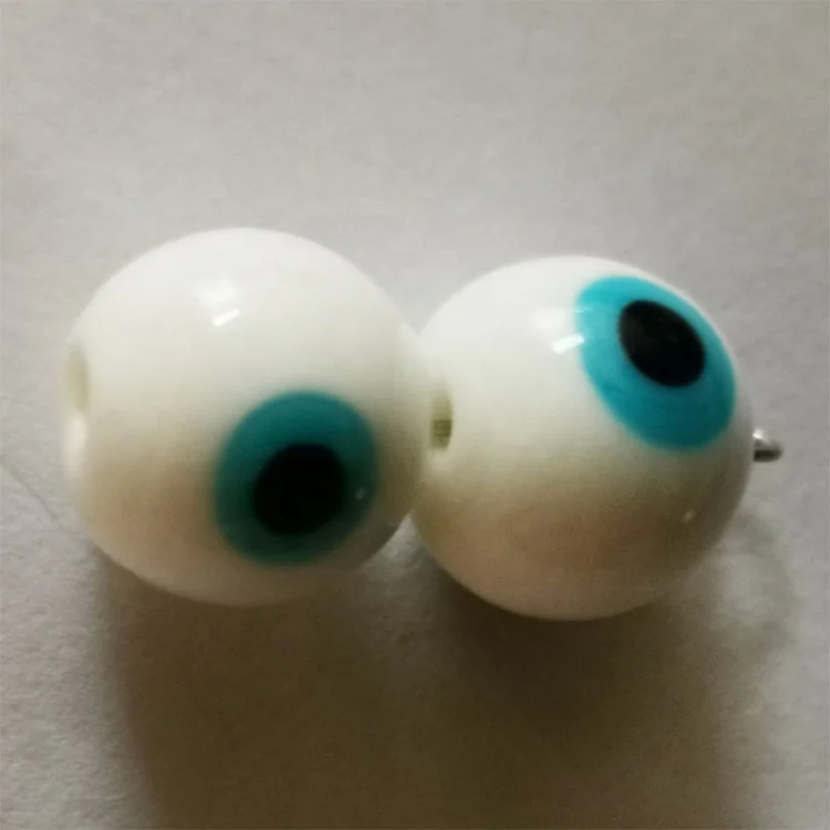12mm Glass Evil Beads in Bulk Lampworked Glass Round White Bracelet Evil Charms Eye Beads for Jewelry Making