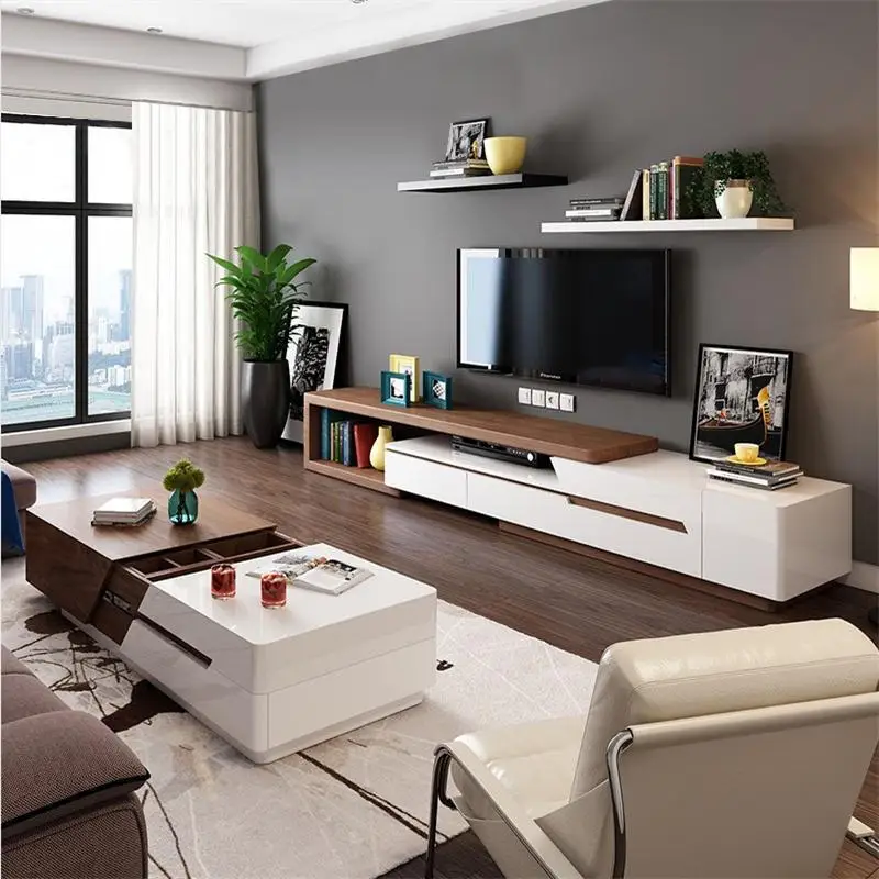 Modern wholesale wooden TV stands Living Room Furniture Entertainment Unit Lowline TV Cabinet storage coffee table TV console