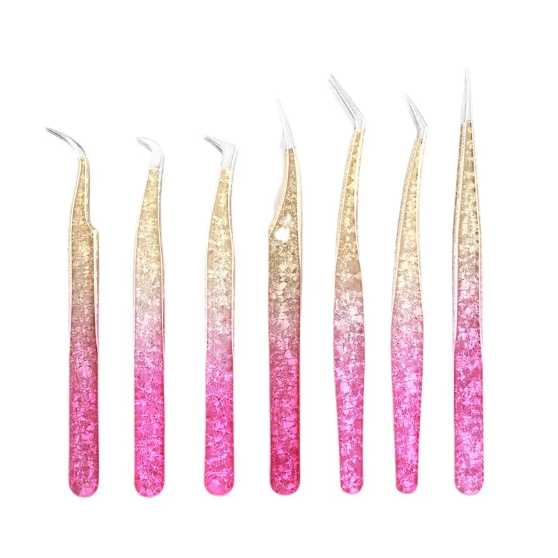 wholesale Ice Flower Anti-static 3D Accurate Eyebrow Grafting False Lashes Extension Supplies Pincer Clip Tweezers Tools