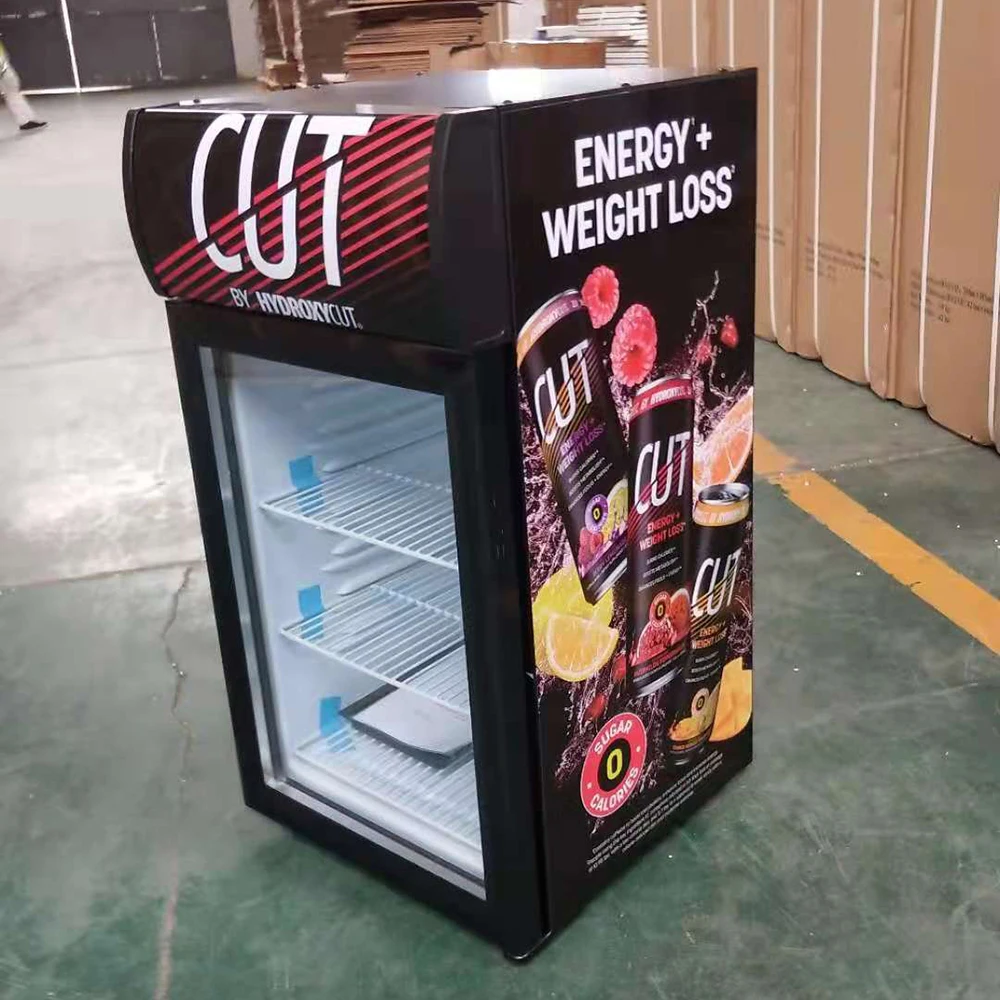 21/52/68/98/130L ABS Plastic Black White Customized Electronic Minibar Refrigerator Glass Door Hotel Mini Bar