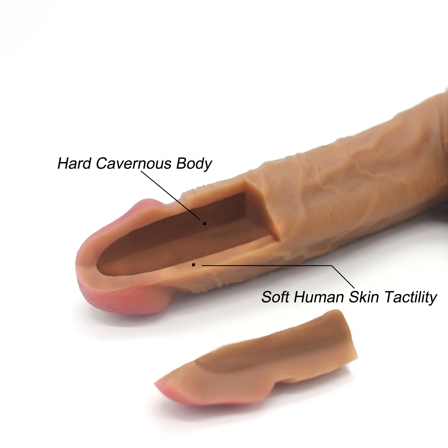 7 inch double layer real skin small dildo