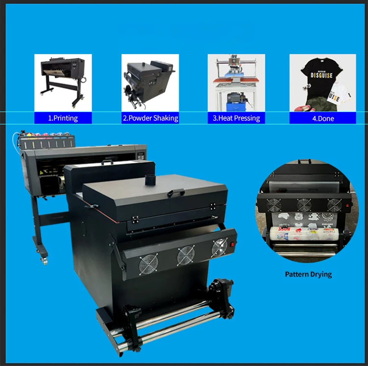High Resolution A1 Automatic Digital DTF Printer Machine 9 Colors Small Business T-Shirt Printing Rollers Commercial Pigment Ink