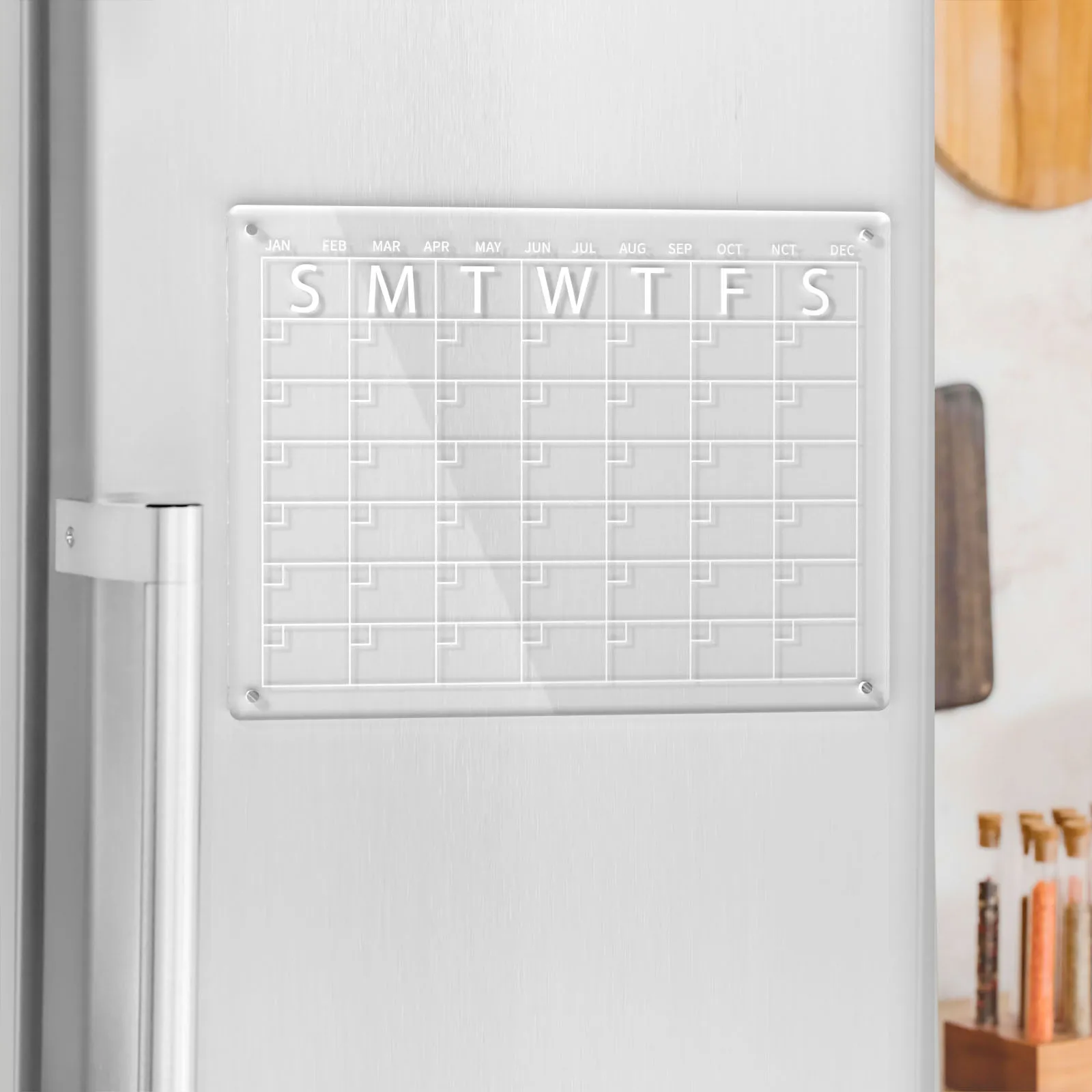 Wholesale Customized Clear Acrylic Monthly Wall Mounted Calendar Magnetic Acrylic Fridge Calendar