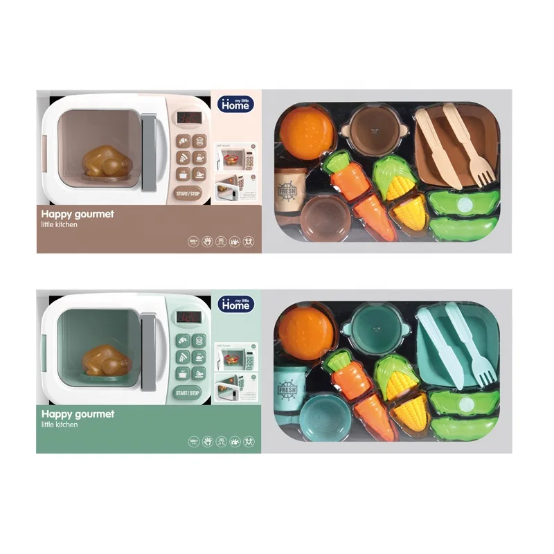 Pretend Play Miniature Kitchen Toy Set Kids Cooking Small Home Appliance Microwave Oven
