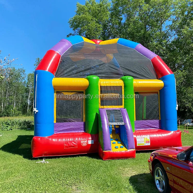 18oz pvc 0.55mm colorful commercial inflatable bounce house with cover jumping castle for kids