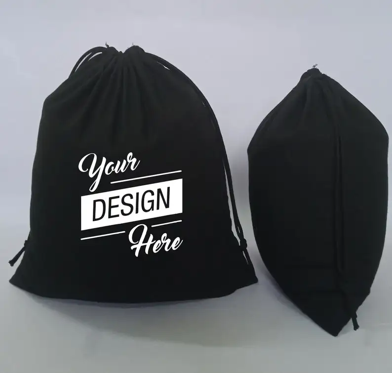Wholesale Custom Printed Logo Promotional Reusable Eco Color Canvas Cotton Backpack Drawstring Bags Gym Bag