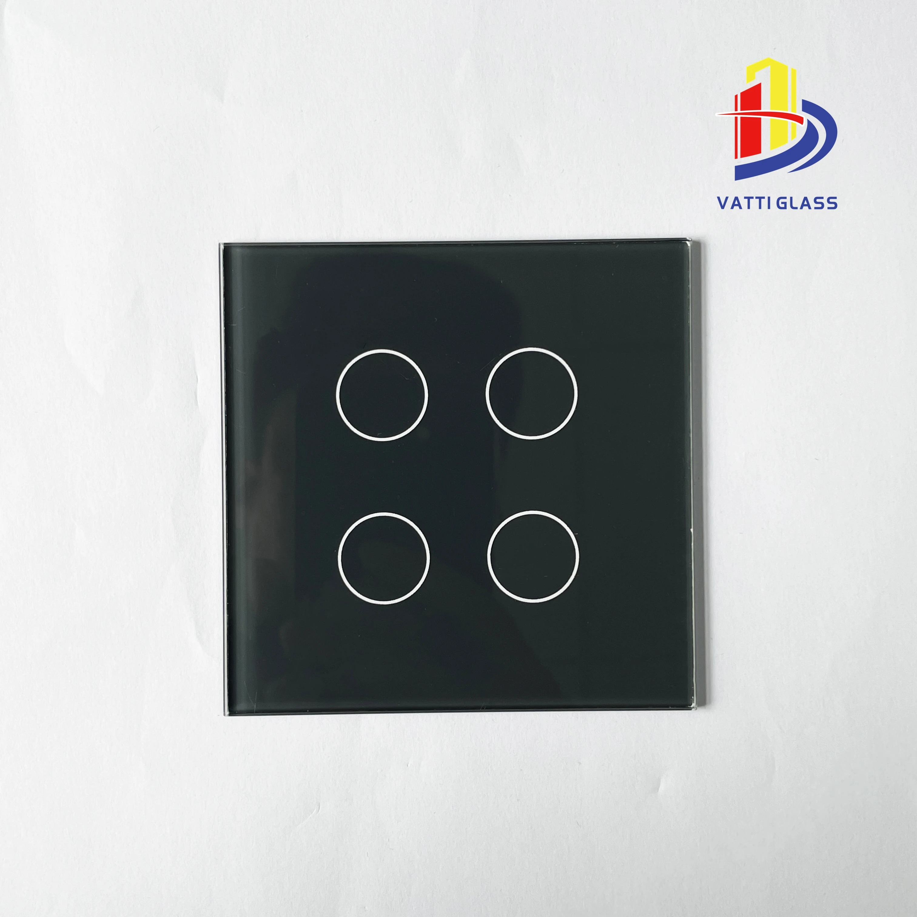 Custom Black Printed Rectangle Round Hole AF Coating Switch Tempered Glass Panel