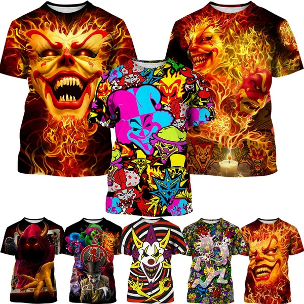 Hot Insane Clown Posse 3D Printed Shirt for Men ICP Cards 3D Printing Shirt From Men Horror Movie Style Casual Summer Tops