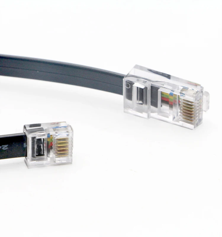 Высокое качество ПВХ черного цвета на плоской подошве 4 ядра RJ45 8P8C для RJ11 6P4C кабель