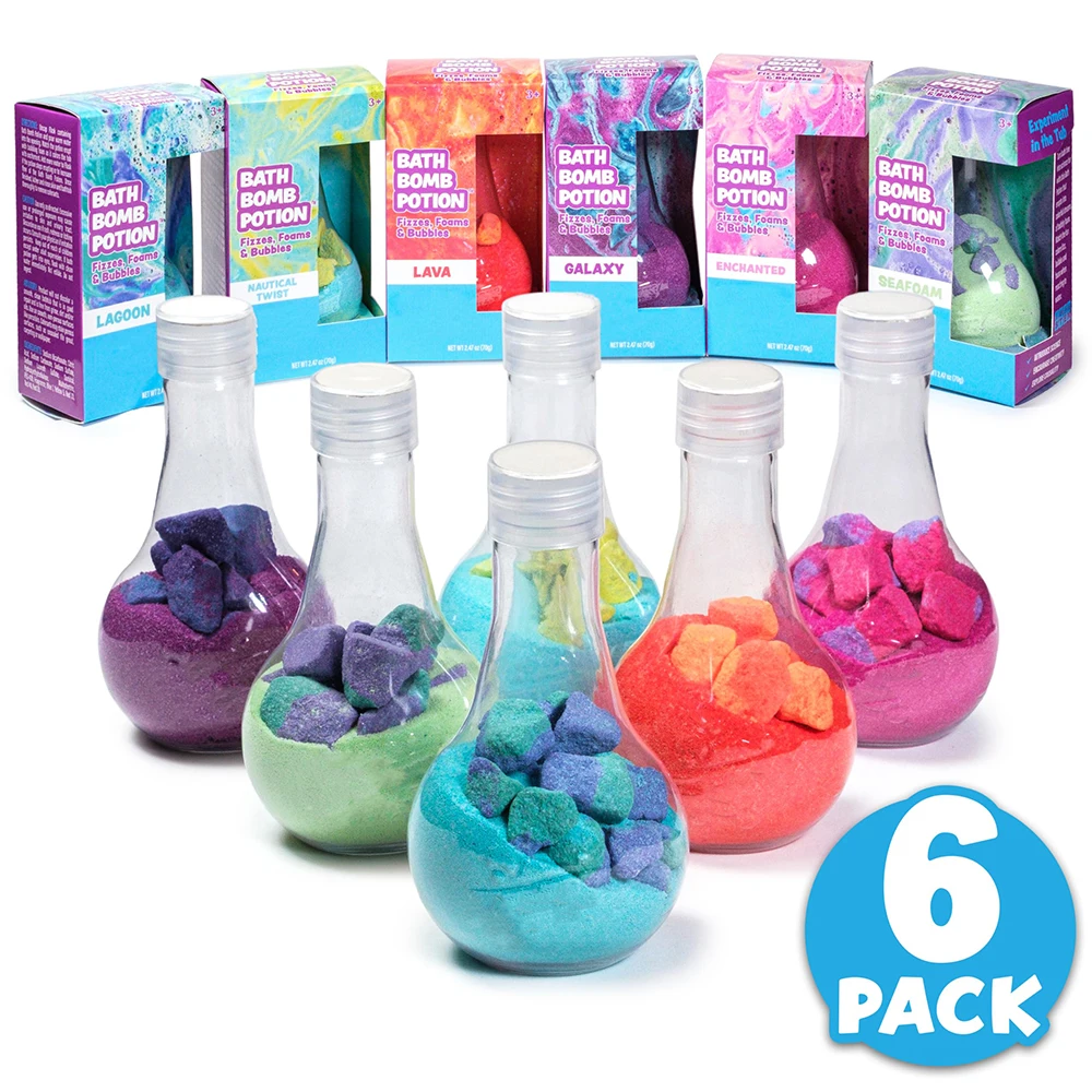 6 Pack Fizzy Bubble Bath Explosions Kids Colorful Burst Bubbles Bath Bomb