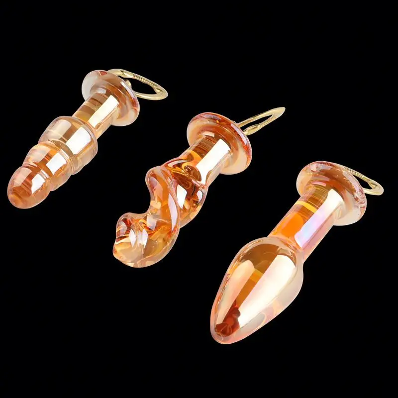 Wholesale crystal glass dildo pyrex anal bead plug sex toys for women