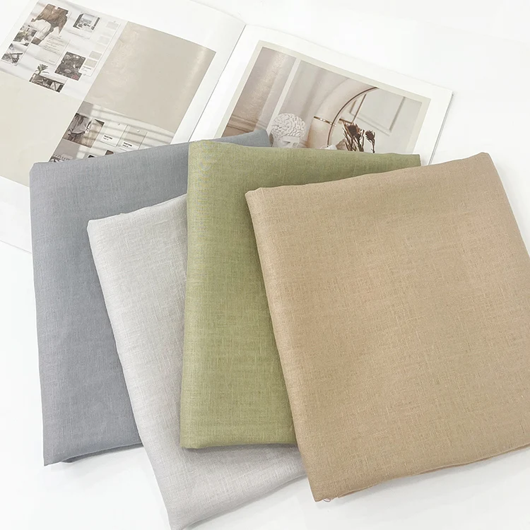 Linen fabric wholesale pure linen fabric with colorful stock color and custom digital printing
