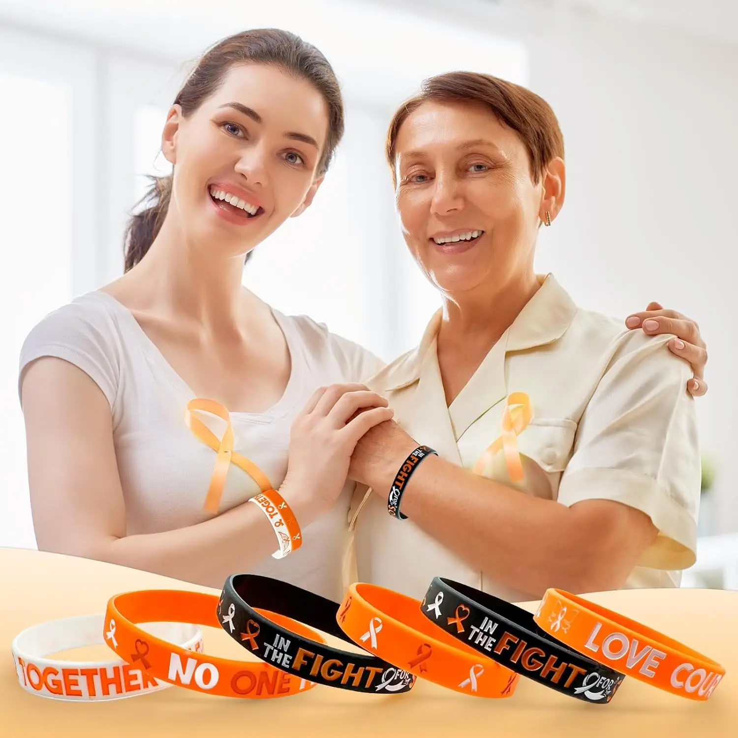 Силиконовый браслет с оранжевой лентой