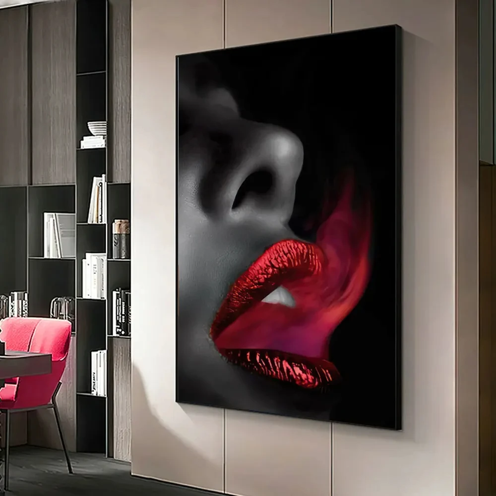 Black women and Red lips posters African women portraits on canvas printed wall art picturesfor living room decorative paintings