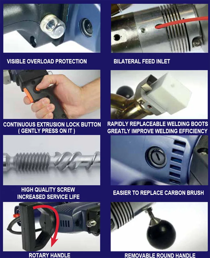  WELDY 3400W Handheld Plastic Extrusion Welding Machine kit EX2 Hot Air Welder Gun Vinyl Weld
