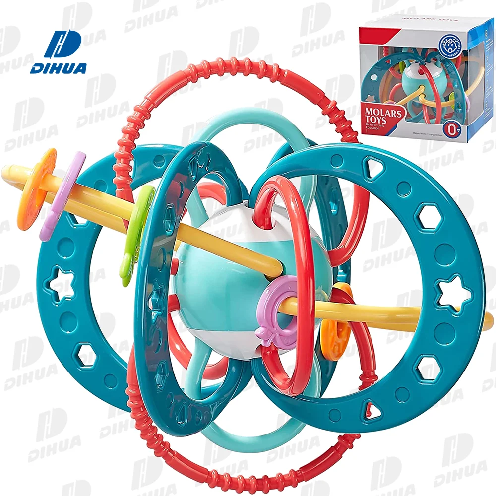 Silicone Sensory Teether Toy for Kids Grasping Ball Baby Chew Toys Rattle Activity Teether Ball Easy to Hold for Infants