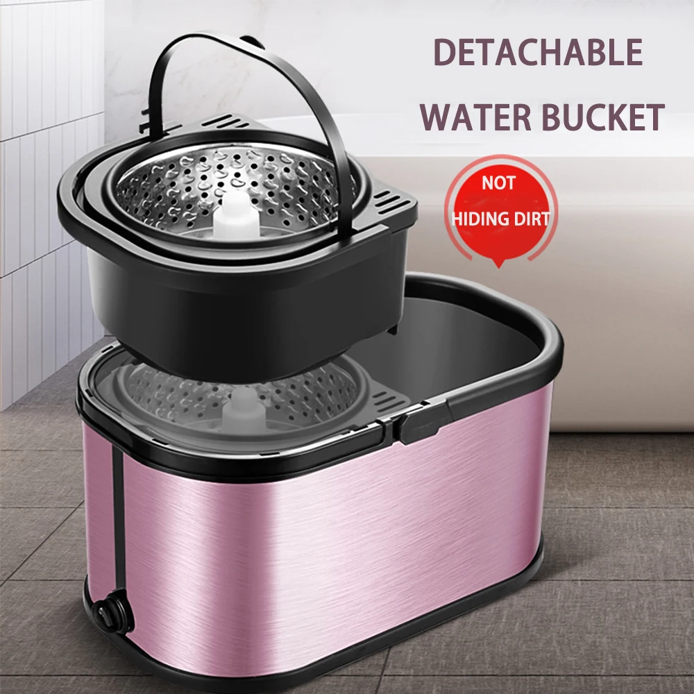 Quality Supermarket Supply 360 Stainless steel Bucket Super Absorbent Fiber Cloth Mops Cleaning Floor Spin Mop And Bucket Set