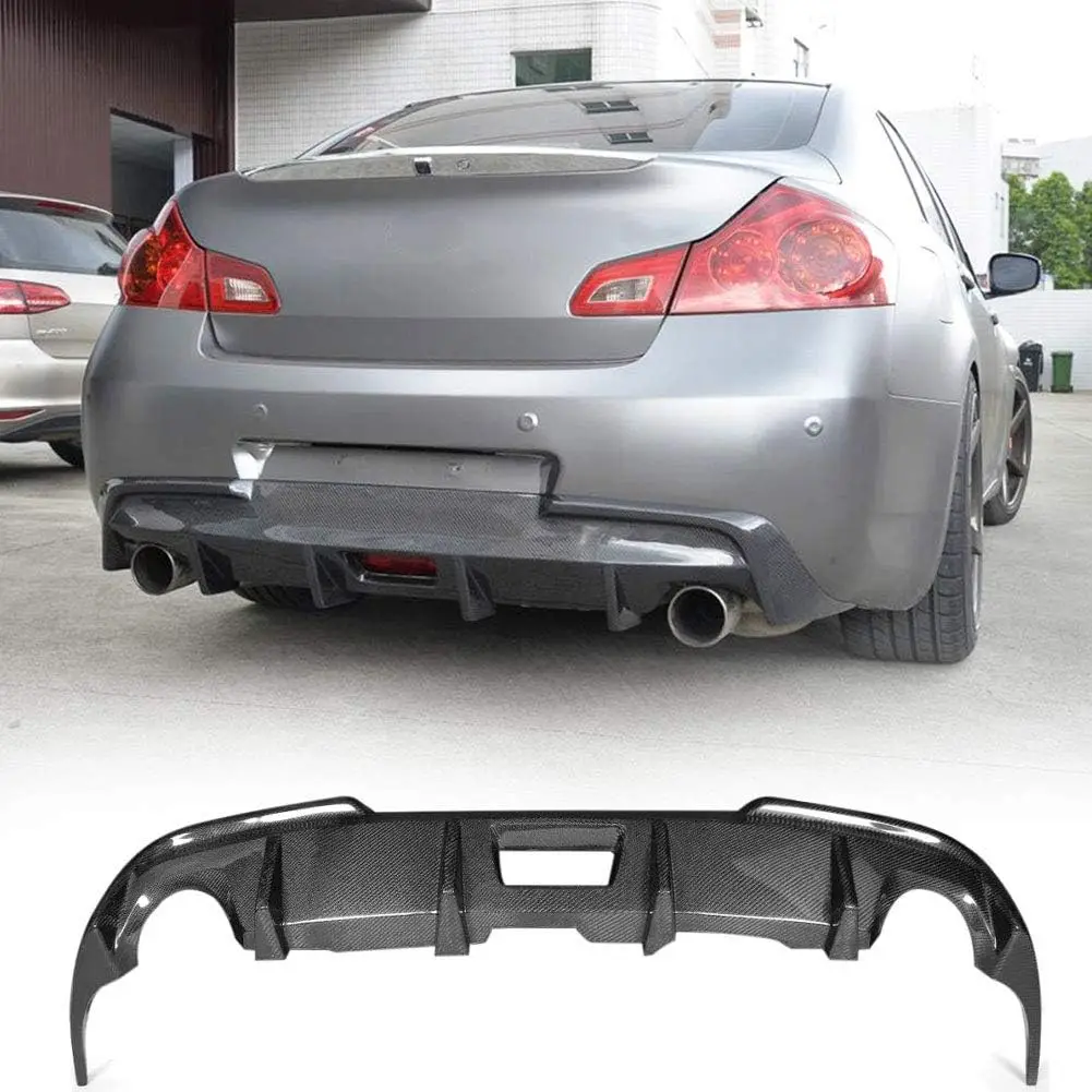 Gloss Black G37 Body Kit Carbon Fiber Rear Bumper Lip Diffuser for Infiniti G Series G37 G25 Base Sport Sedan 4-Door 09-13