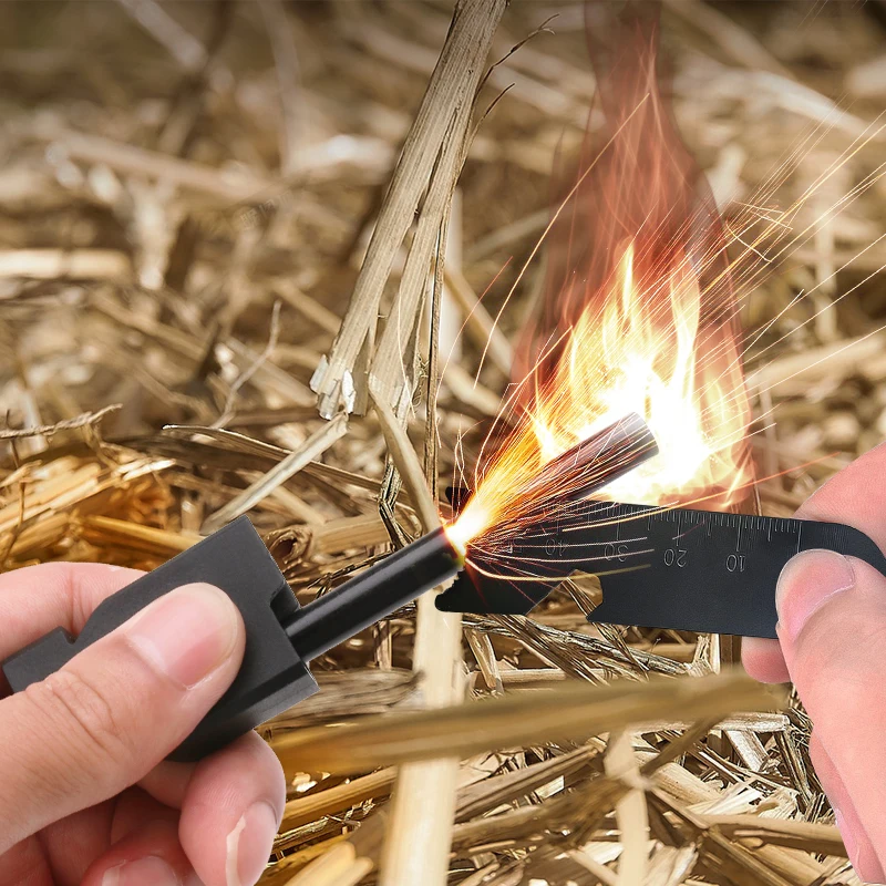 Outdoor Flint Scraper Striker Flint Fire Starter for Outdoor Camping Hiking Hunting Emergency Survival