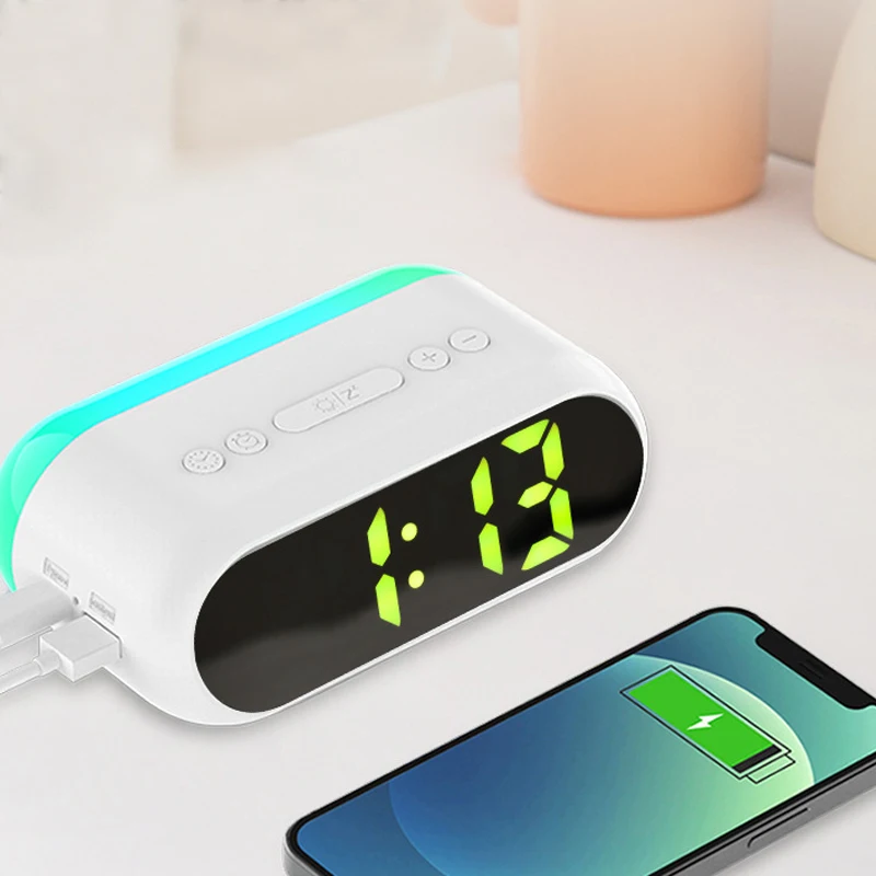 Digital Alarm Clock for Bedrooms Snooze Feature Wake Up Light Night Light Alarm Clocks Mobile Phone Charging