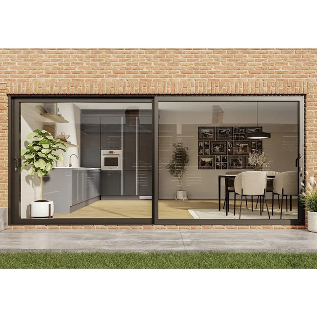 Exterior Conceal Pocket Slide DoorsSoundproof Energy Saving Aluminum Sliding Door Exterior Patio Sliding Glass Doors with Alumin