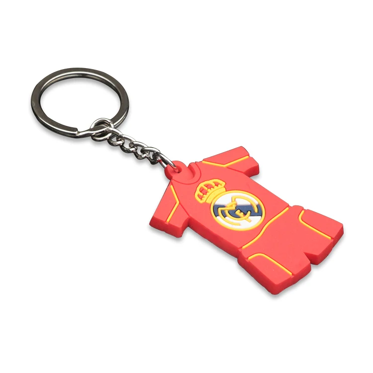 
Custom Logo Pvc Rubber Keyring Soccer Football Jerseys T shirt Keychain 
