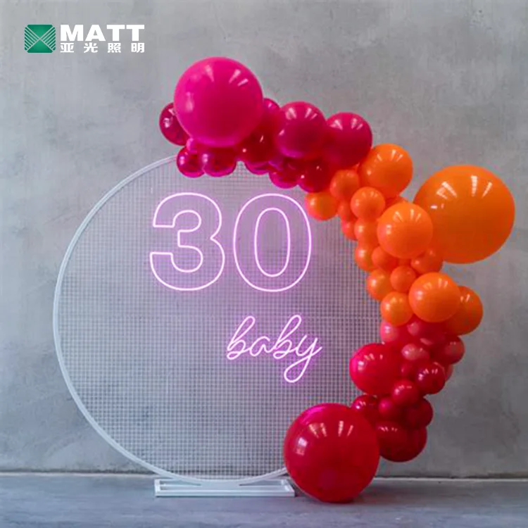 Matt dropshipping customized  lets party sign18 21 hello 30 oh baby happy birthday neon sign for birthday Party event decoration