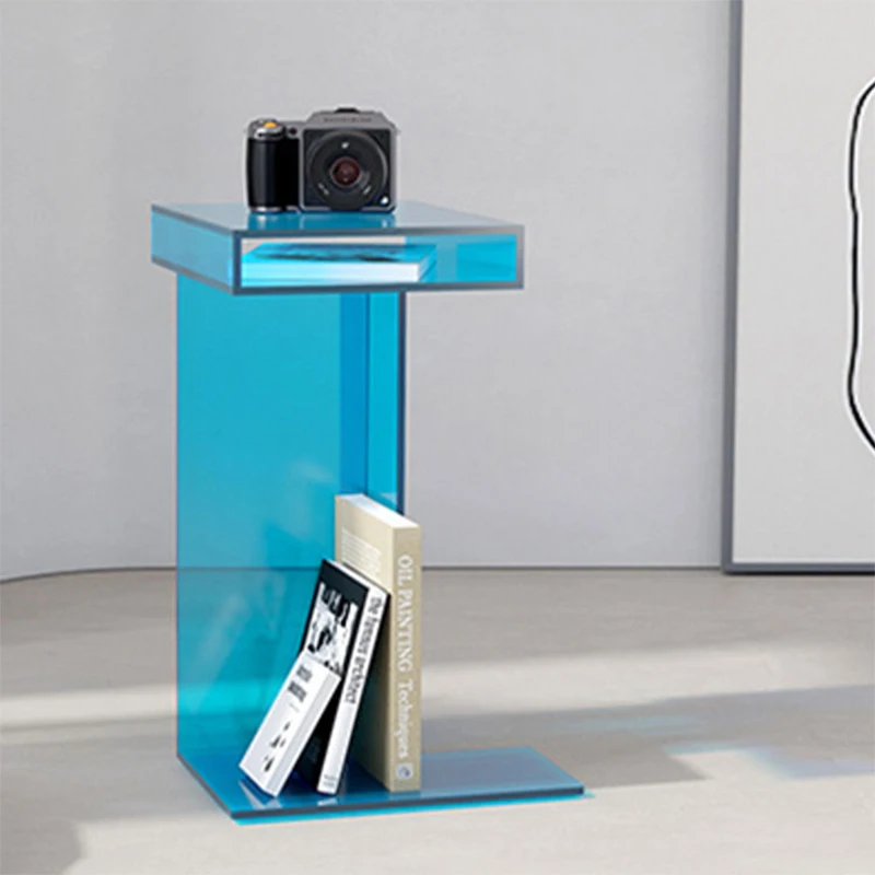 Luxury Fashion Coffee Table Living Room Bookshelf Side Table Transparent Colorful Smart Modern Rectangular Folded Acrylic Large