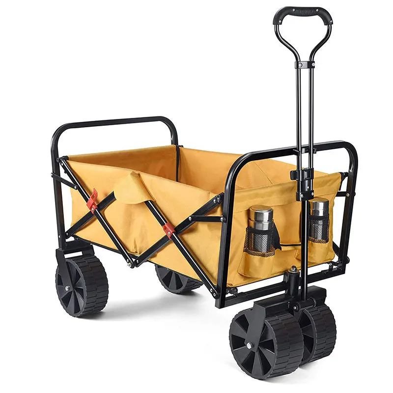 Heavy Duty Collapsible Camping Garden Cart Trolley Folding Telescoping Handle Wide Wheel Beach Wagon Utility Trolley Cart