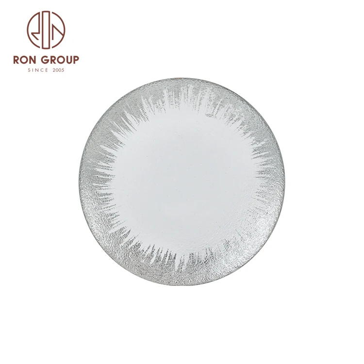 Trust handmade transparent glass plate wedding banquet events fruit food tableware gold silver edge glass charger plates
