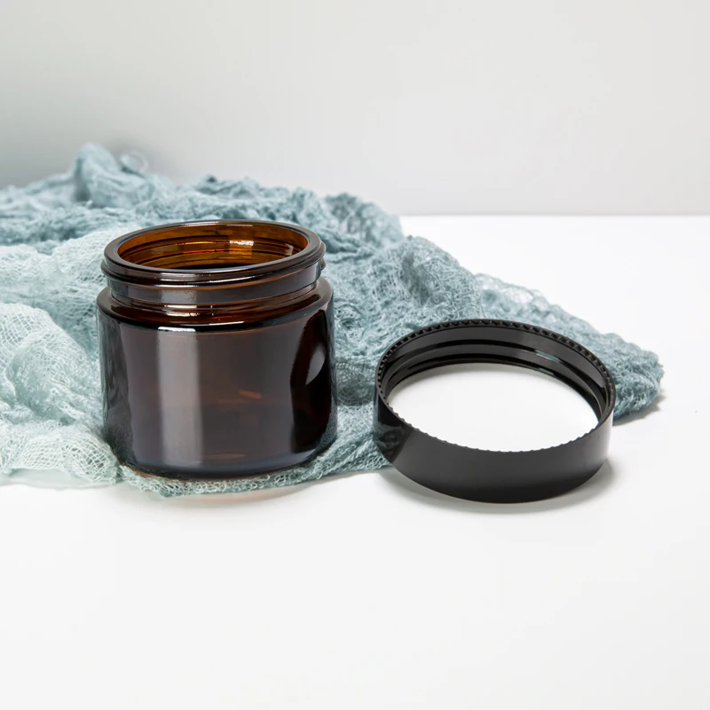 4oz Round Recycle Empty Wide Amber Candle Jars with Lid for Candle Making