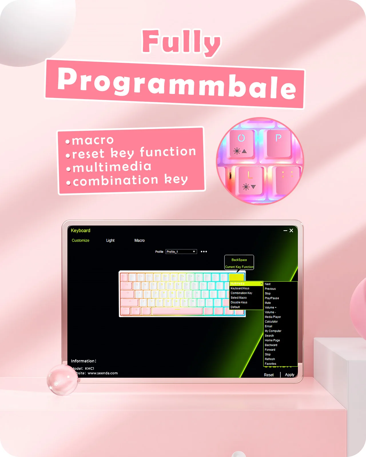 Seenda Programmable 16 RGB Backlit Keyboards For Gamer Mechanical Gaming Keyboard