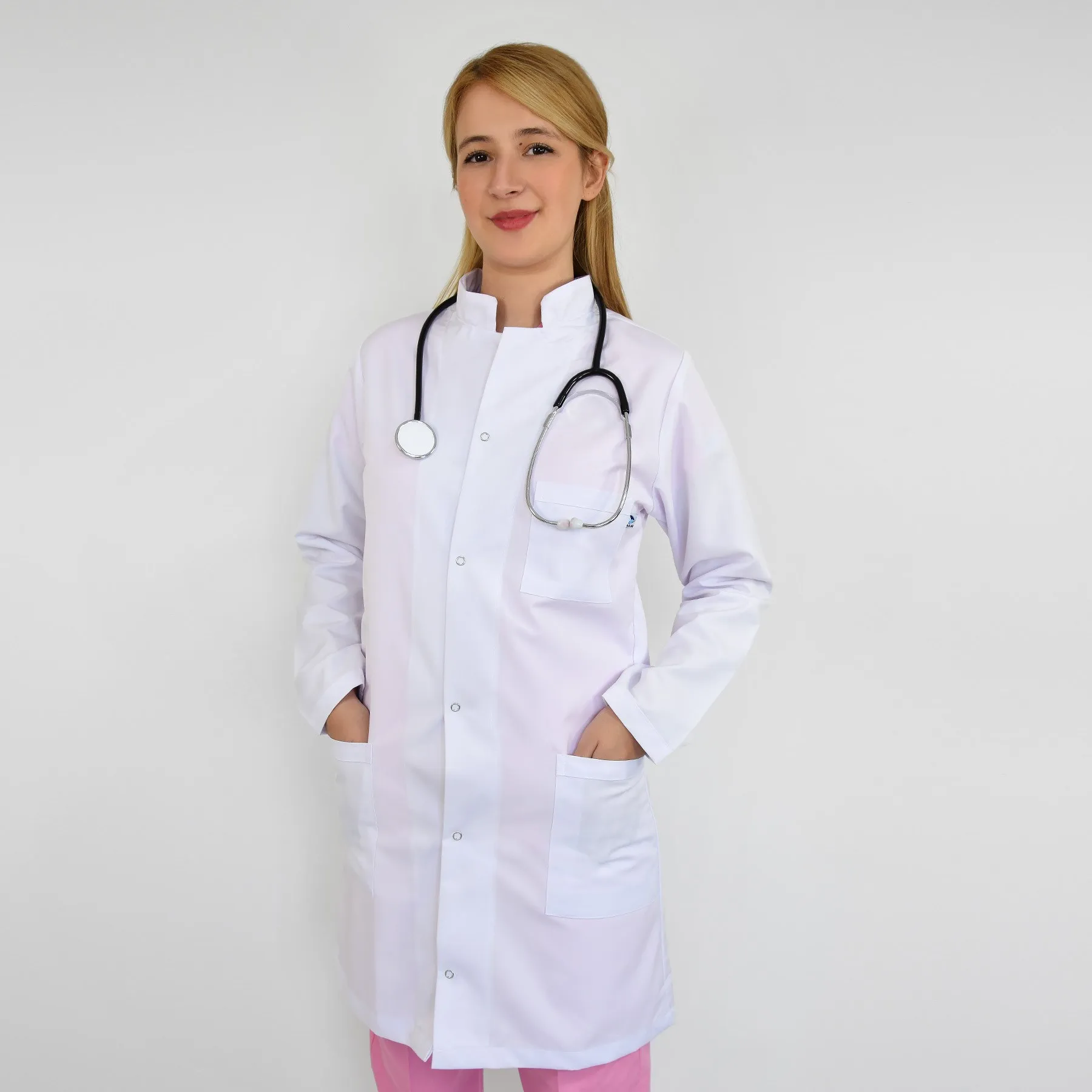 Apron Hospital Uniforms Judge Collar White Surgical Gown Nurse Doctor Apron Comfy Breathable Alpaca Fabric White Lab Coat