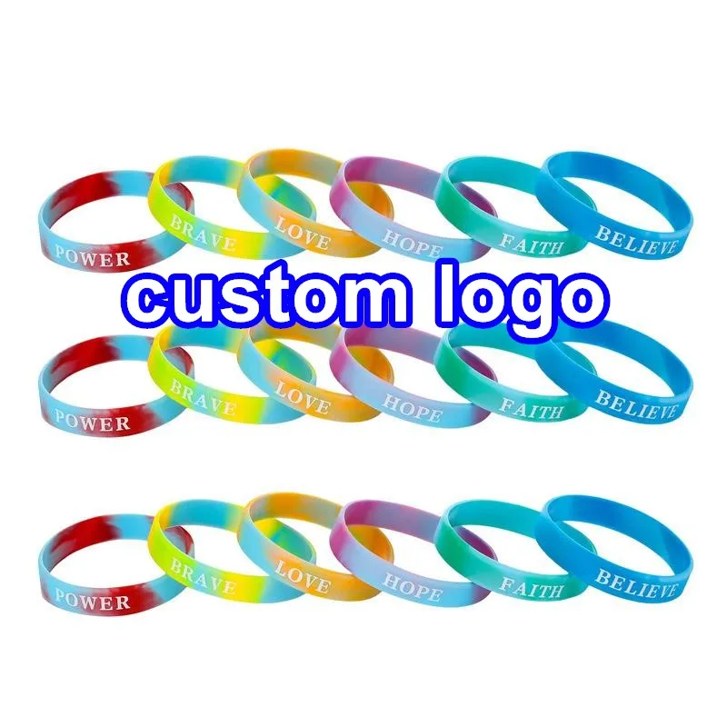 Personalized Ink Injected Wrist Band Rubber Bracelet Custom Logo Silicone Wristband for Promotional & Business Gifts