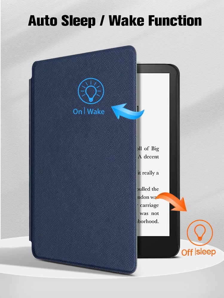 Sleep/Wake Cross Pattern PU Leather Book Style Case Flip Cover For Kindle Paperwhite 5 2021 6.8 Inch Ebook Shell