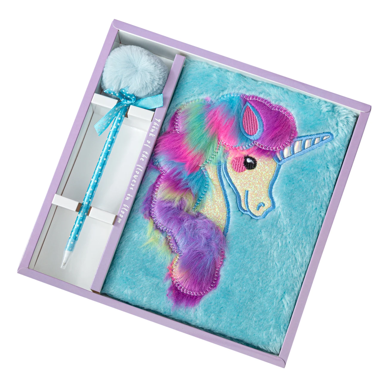 Promotion Children and Girls Gift Fluffy Diary Cartoon Animal Unicorn Plush Notebook