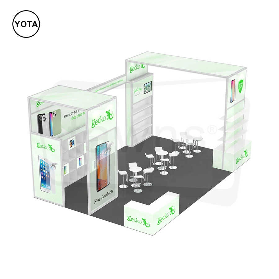 Tawns Popular Reusable Modular Trade Show Booth Custom Logo Printing Design Double Side Sign Floor Standing Lightbox Stand