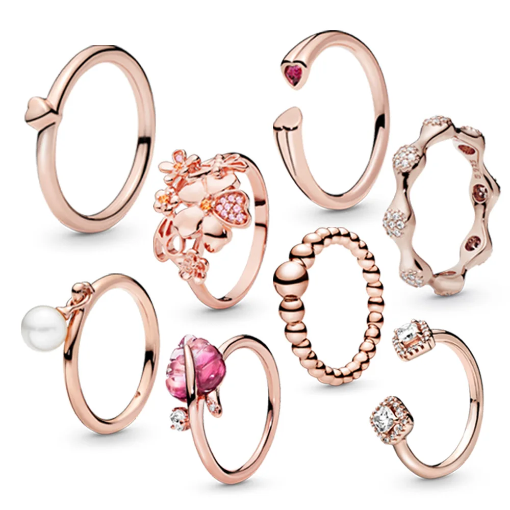 Classic five-leaf flower small daisy enamel ring alloy rose gold elegant sweet Japanese and Korean style high quality wholesale