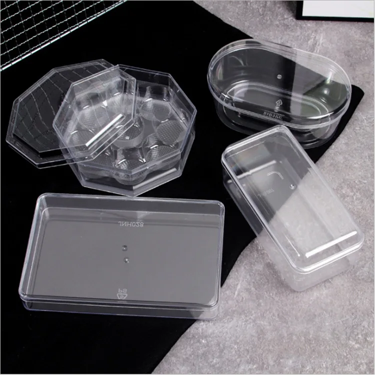 Wholesale Custom Size Transparent Round Square Dessert Clear Hard Plastic Cookie Box With Lid